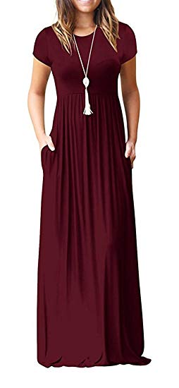 Viishow Women's Long/Short Sleeve Empire Waist Maxi Dresses Long Dresses with Pockets