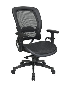 SPACE Seating Breathable Mesh Black Back and Seat, 2-to-1 Synchro Tilt Control, Adjustable Arms and Lumbar Support with Gunmetal Finish Base Managers Chair