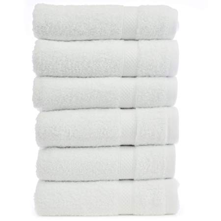 Luxury Hotel & Spa Towel Turkish Cotton Hand Towels - White -Bamboo - Set of 6