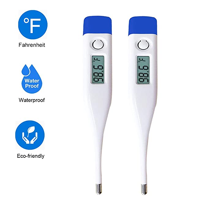 Best Digital Fahrenheit Thermometer, Rectal and Oral Thermometer for Adults and Babies, High Precision Thermometer for Fever, Accurate and Fast Readings 2pcs