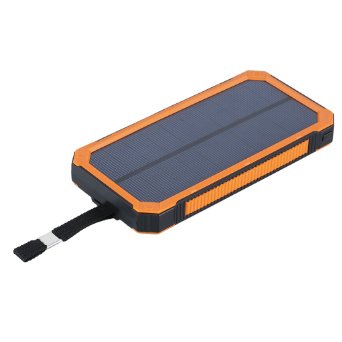Suaoki 10000mAh Solar Charger External Backup Power Bank Pack Dual USB Port Portable Charger for iPhone iPad Cell Phone Tablet Camera etcwith Led Flashlight