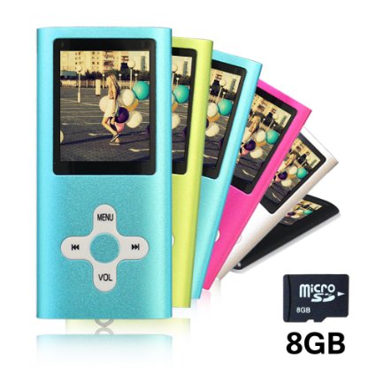 Goldenseller Blue Color Mp3  mp4 Music Video Media Player Portable Videos Player  Music Player  Voice Recording Player  8GB Micro SD Card