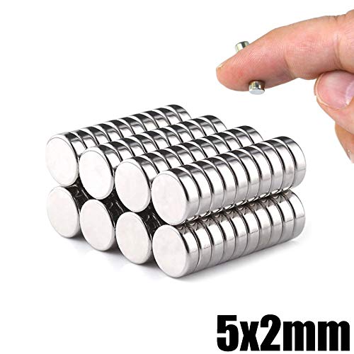 Neodymium Magnets 100 pcs 5mm x 2mm Round Disc Perfect for Small Refrigerator Magnet Crafts DIY Projects Magnetic Whiteboards Office Magnets