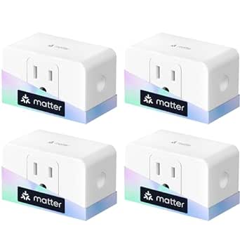 meross Matter Smart Plug, Energy Monitoring, Standby Killer, FFS Setup, 15A/1800W, 100% Privacy Wi-Fi Outlet Support Apple HomeKit, Alexa, Google Home with Schedule Timer, App & Voice Control (4 Pack)