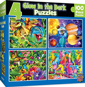 MasterPieces Glow in the Dark 4-pack Multipack 100 Piece Puzzles