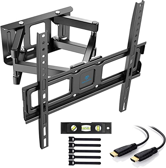 PERLESMITH Supporto da parete per TV, orientabile e inclinabile, per TV o monitor da 32-55 pollici, fino a 45 kg, VESA 400 x 400 mm