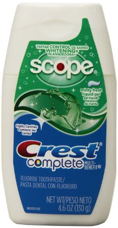 Crest Complete Tartar Control Whitening Plus Scope Liquid Gel Toothpaste, Minty Fresh 4.6 oz, 6 Count