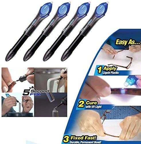 4 PCS x 5-Second Fix/Fill/Seal/Repair UV Light Glue Liquid-Plastic Welding Tool Pen