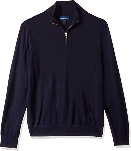 Buttoned Down Men's Italian Merino Wool Lightweight Cashwool Quarter-Zip Sweater