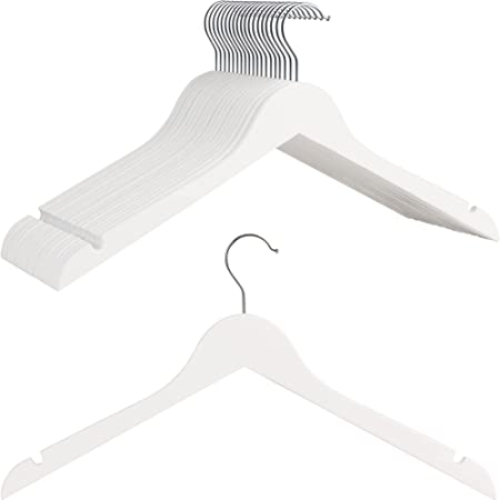 StorageWorks Black Wooden Hangers, 20 Pack Slim Natural Wood Hangers, Premium Solid Wood Clothes Hanger for Tank Top, T-Shirt, Strap Dress