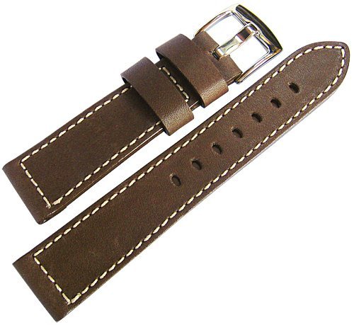 Fluco Snow Calf 20mm Brown Leather Aviator Mens Watch Strap