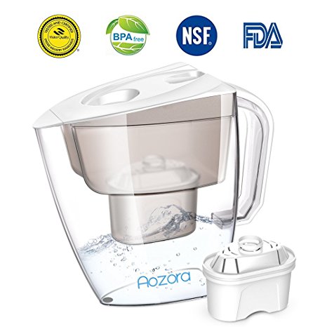Water Filter Pitcher – Large 10 Cup Water Pitcher with Chlorine Removal Filter, Safe BPA Free Water Purifier Pitcher for Home Baby with 4 Stage Filtration Systems, 1 Free Brand Filter, 3.5L Capacity