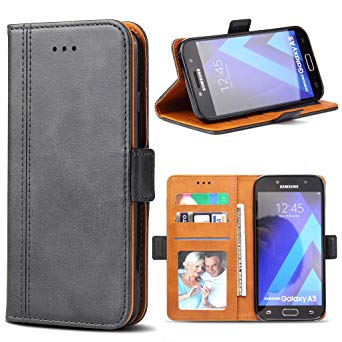 Samsung Galaxy A5 2017 Case, Bozon Wallet Case for Galaxy A5 2017 Flip Folio Leather Cover with Stand/Card Slots and Magnetic Closure (Dark Grey)