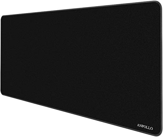 Anpollo Gaming Mouse Pad Large Size 900x400x3mm Non Slip Rubber Base with Stitched Edges for Desk Protector Office Computer PC and Laptop Black