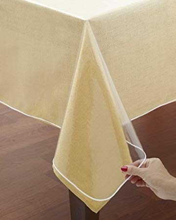 Clear Vinyl Tablecloth Protectors. Hemmed Border. Protects Lines from Spills. Various Sizes (54 inch x 72 inch)