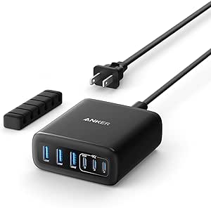 Anker USB-C Charger, 112W Max 6-Port Charging Station, for iPhone 15/14/13/12 Series, MacBook Air, Pixel, Galaxy, iPad and More (Cable Not Included)-Black