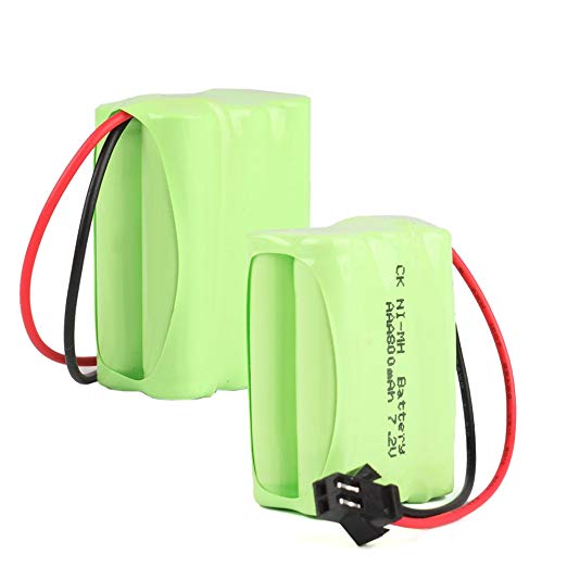 Eachbid 2 Pack 7.2V Ni-MH 800mAh AAA 6pc (32) Rechargeable Battery With SM 2p Connector For RC Boat Car Truck Tank