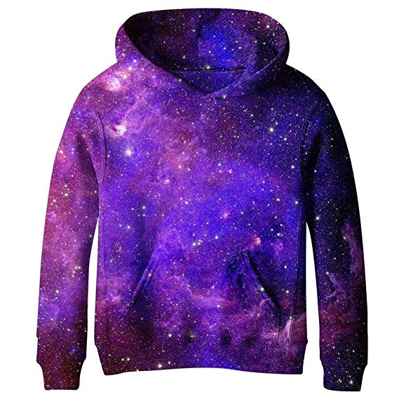 SAYM Big Girls Galaxy Fleece Pockets Sweatshirts Jacket Pullover Hoodies