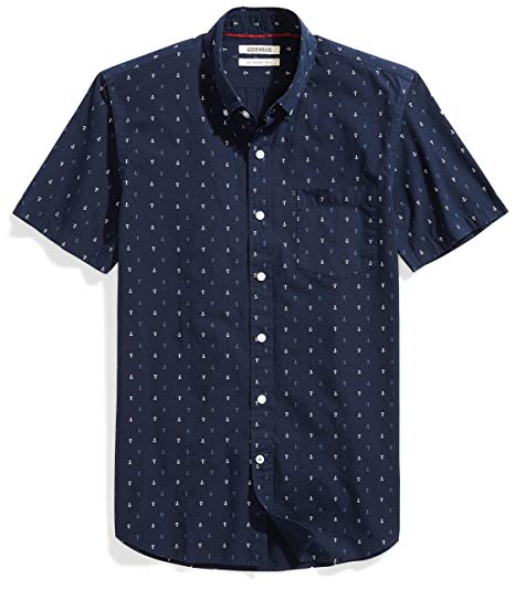 Goodthreads Men's Slim-Fit Short-Sleeve Printed Poplin Shirt