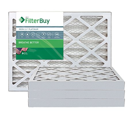 AFB Platinum MERV 13 20x25x2 Pleated AC Furnace Air Filter. Pack of 4 Filters. 100% produced in the USA.