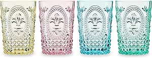 Twine Embossed Acrylic Colorful Drinking Glasses-Multicolor 16oz Tumbler Set of 4, Assorted