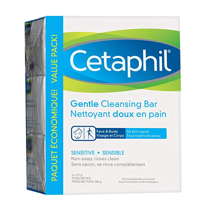 Cetaphil Gentle Cleansing Bar (Pack of 3), 127g, 3 Count