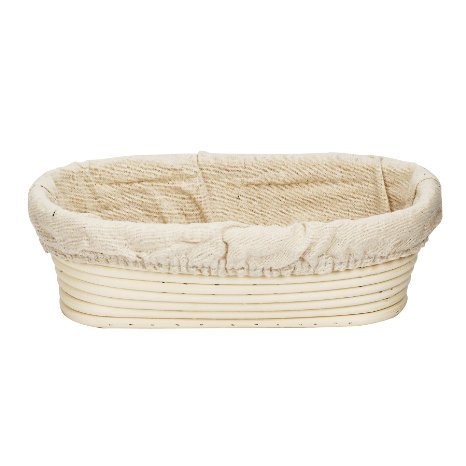 DOYOLLA 1pcs Oval Shaped 10" Banneton Brotform Bread Dough Proofing Rising Rattan Basket & Liner Combo