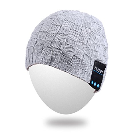 Qshell Mens Womens Outdoor Bluetooth Music Beanie Hat with Stereo Speaker Headphones Microphone Hands Free and Rechargeable Battery for Cell Phones, iPhone, iPad, Tablets, Android Cellphones