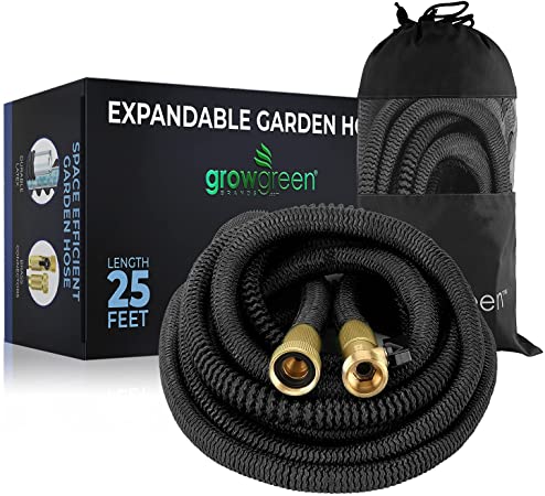 Growgreen Garden Hose, Heavy Duty Expandable Garden Hose, Flexible and Lightweight, Double Latex Core, Solid Brass Connectors