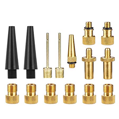 ZKSM 15Pcs Bicycle Value Adapter Copper Bike Pump Adapter with Lightweight and Portable DV AV SV Valve Converter for Compressor Bicycle Tire Inflator Pump Air Ball