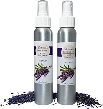 Victoria's Lavender Room Spray All-Natural Home Fragrance 100% Pure Lavender Essential Oil Air Freshener Odor Eliminator (2 Pk Lavender)