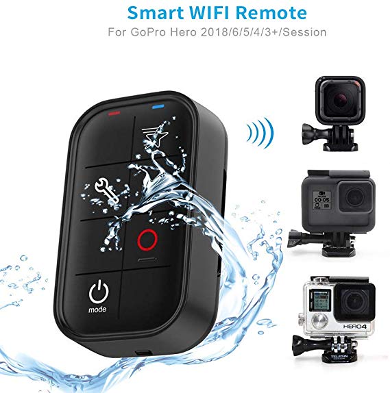 TELESIN Smart Wireless WIFI Remote Control with Wrist Strap for GoPro Hero, Hero7 Hero 6 Hero 5 Black, Session Series, Hero 4, Hero 3  Hero  LCD, Fusion Cameras-1M Waterproof IP67