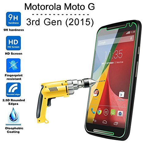 DN-TECHNOLOGY® [1PACK IN STOCK NOW ] MOTOROLA MOTO G3 Tempered Glass (MOTO G 3RD GENERATION) Premium Quality Tempered-Glass Screen Protector for New MOTOROLA MOTO G3 [GLASS Ultra Thin Display] Lightweight Rounded Edge Hardness up to 9H (harder than a knife) - Includes Micro fibre Polishing Cloth