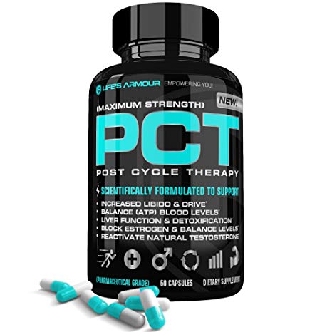 PCT by Life’s Armour | High Potency Estrogen Blocker & Natural Test Booster Supplement to Block Estrogen, Reactivate Testosterone, Detoxify Liver, Boost Libido for Post Cycle Therapy