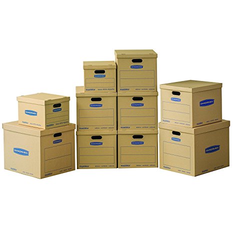 Bankers Box SmoothMove Classic Moving Boxes Value Kit, 2 Small/6 Medium/2 Large Boxes, 10-Pack, No Tape Required (7716801)
