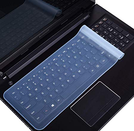 Universal Laptop Keyboard Cover for 15.6"-17.3" Laptop Notebook with Numeric Keypad Keyboard, CASEBUY Ultra Thin Waterproof Anti-Dust Flat Silicone Keyboard Protector Skin(Size:14.37x5.28inch), Blue