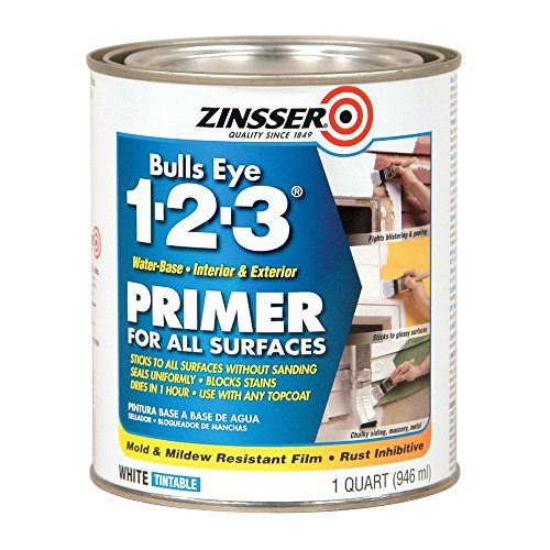 Rust-Oleum 2004 White Zinsser 02001 Bulls Eye 1-2-3 Water Based Primer, 1 quart Can (Pack of 6)