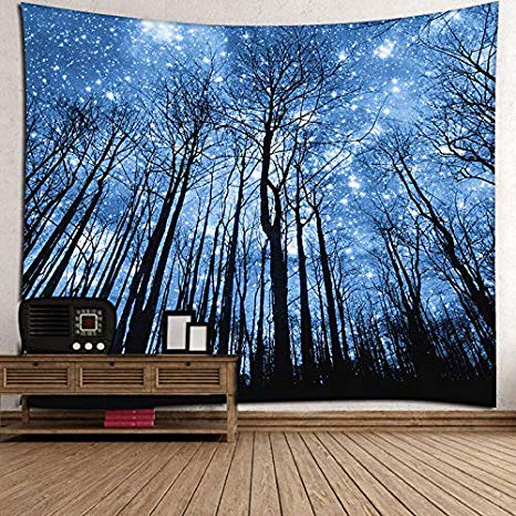 Forest Starry Tapestry Wall Hanging 3D Printing Forest Tapestry Galaxy Tapestry Forest Milky Way Tapestry Tree Tapestry Night Sky Tapestry Wall Tapestry for Dorm Living Room Bedroom (Forest Star)