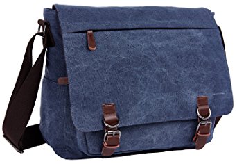 ZUOLUNDUO Vintage Canvas Laptop Messenger Bag School Bag Business Briefcase