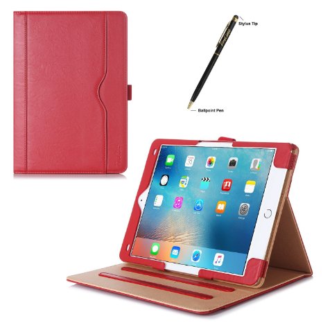 iPad Pro 9.7 Case - ProCase Leather Stand Folio Case Cover for Apple iPad Pro 9.7 Inch Case 2016, with Multiple Viewing Angles, Document Card Pocket (Red)