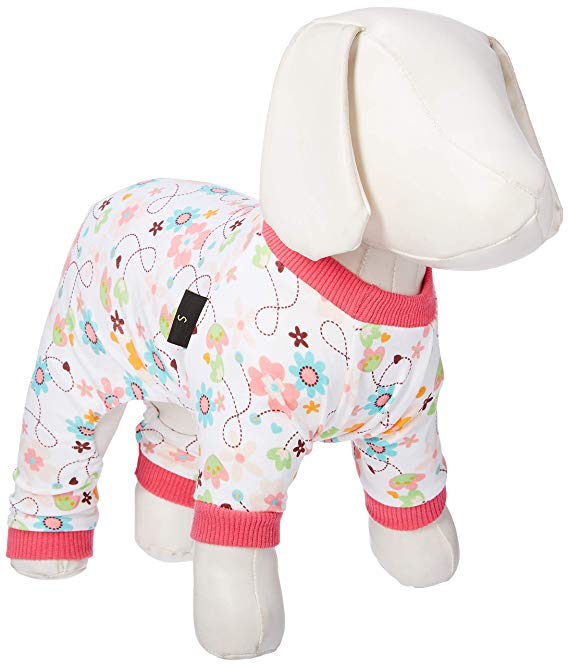 Fitwarm Pink Floral Dog Pajamas Dog Shirt Cozy Dog Clothes Pet Shirt