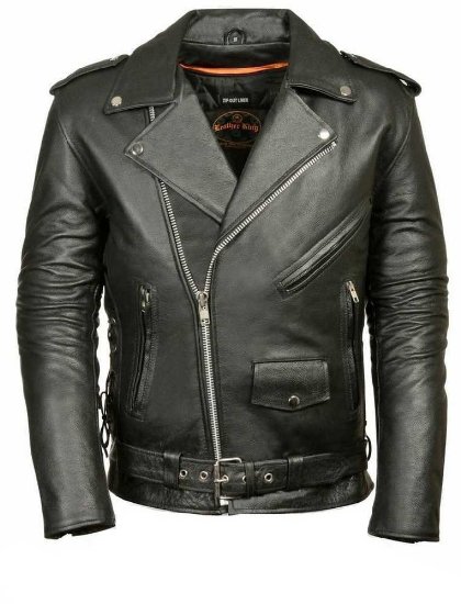 MILWAUKEE LEATHER Men's Classic Side Lace Police Style Motorcycle Jacket (Black, XXX-Large)