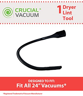 24" Flexible Dryer Lint Vacuum Crevice Attachment Tool, Clean Lint From Drier, Fits 32MM including Bissell, Eureka, Dirt Devil, Hoover, Kenmore, Kirby, Samsung, Panasonic & More, Designed & Engineered by Crucial Vacuum