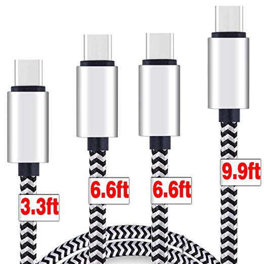 USB Type C Cable,[3 6×2 9 Ft 4Pack]by Ailun,High Speed Type-C to USB A Sync & Charging Nylon Braided Cable for Samsung Galaxy S9/S9  & More Smartphone&Tablets [Silver&blackwhite]