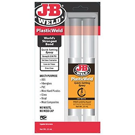 J-B Weld 50132 PlasticWeld Quick-Setting Epoxy Syringe - Dries Off-White - 25 ml