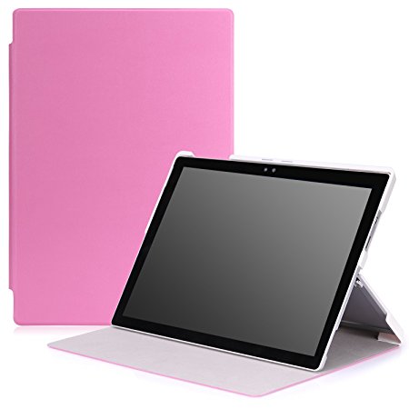 MoKo Microsoft Surface Pro 4 Case - Ultra Slim Lightweight Smart-shell Stand Cover Case for Microsoft Surface Pro 4 12.3 inch Tablet, PINK