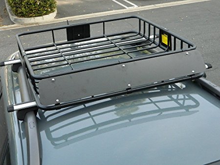 9sparts® Black Steel 220lbs Roof Rack Cargo Cross Bar Luggage Holder Carrier Basket Car SUV Jeep Truck Roof Top Mount 40258