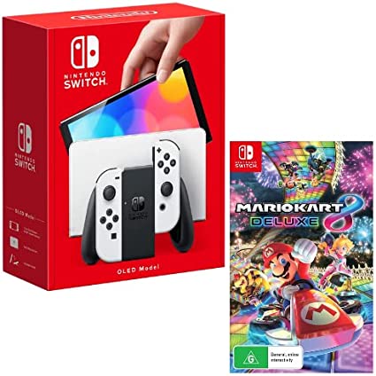 Nintendo Switch - Console OLED Model - White and Mario Kart 8 Deluxe [Bundle]