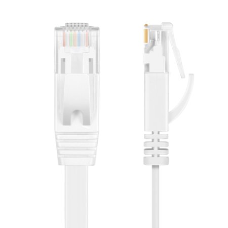 TNP Cat6 Flat Ethernet Network Cable - High Performance & Tangle Free with Premium UTP Twisted Pair RJ45 Snagless Connector Jack Computer LAN Internet Networking Patch Wire Cord Plug (15 Feet, White)