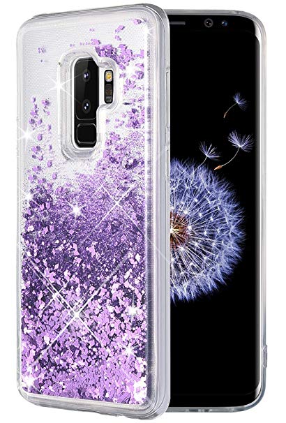 Caka Galaxy S9 Case, Galaxy S9 Glitter Case [Liquid Series] Luxury Fashion Bling Flowing Liquid Floating Sparkle Glitter TPU Bumper Case for Samsung Galaxy S9 - (Purple)